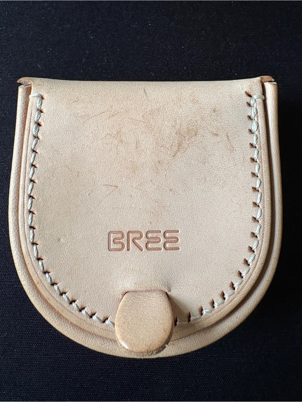 BREE Leather Coin Pouch in Natural Beige